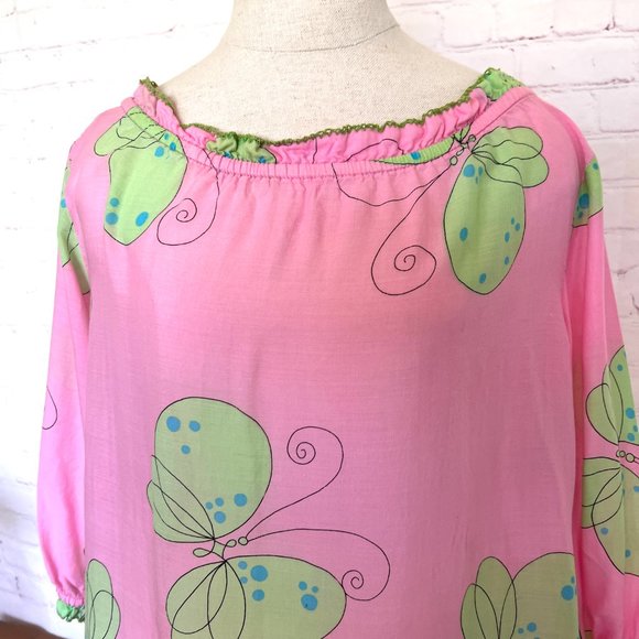 70's Cover Up - Pink with Butterflies - Size - Medium Bathing Suit Cover Up - Picture 5 of 9